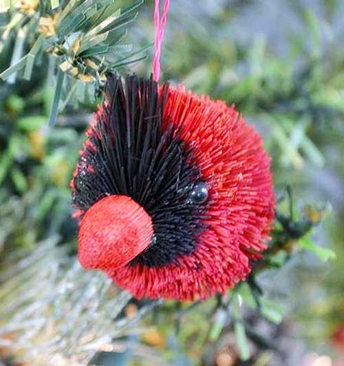 Brushart Bristle Brush Bauble Ornament Cardinal